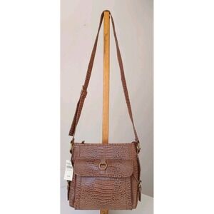 Coldwater Creek Brown Faux Crocodile Leather Purse Shoulder Bag Crossbody Sophie